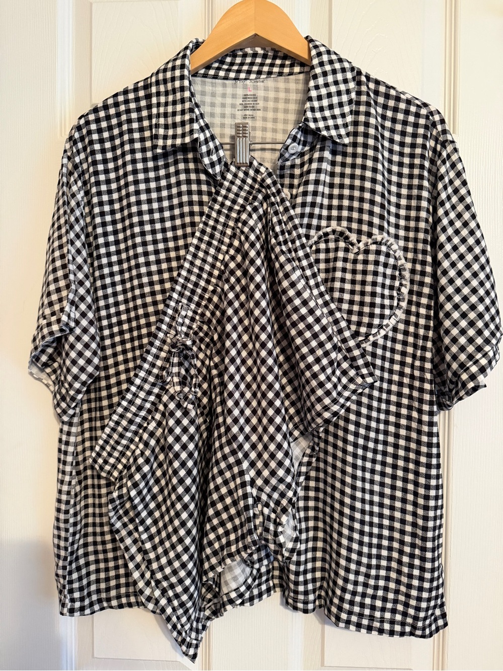 Betsey Johnson Black & White Gingham Lounge Set / Pajama Set